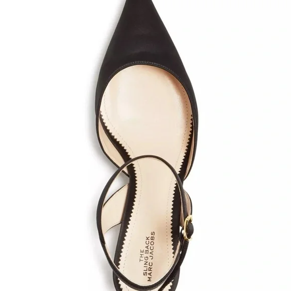 NIB MARC JACOBS Womens Black The Slingback Toe Sculpted Heel Leather Pumps 36 - Picture 11 of 12